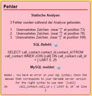 fehler mysql