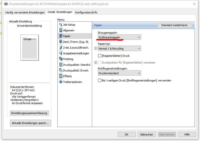 druckereinstellungen