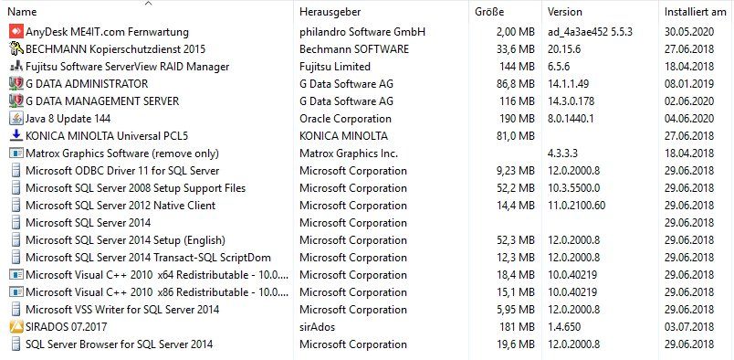 aufdemserverinstalliertesoftware