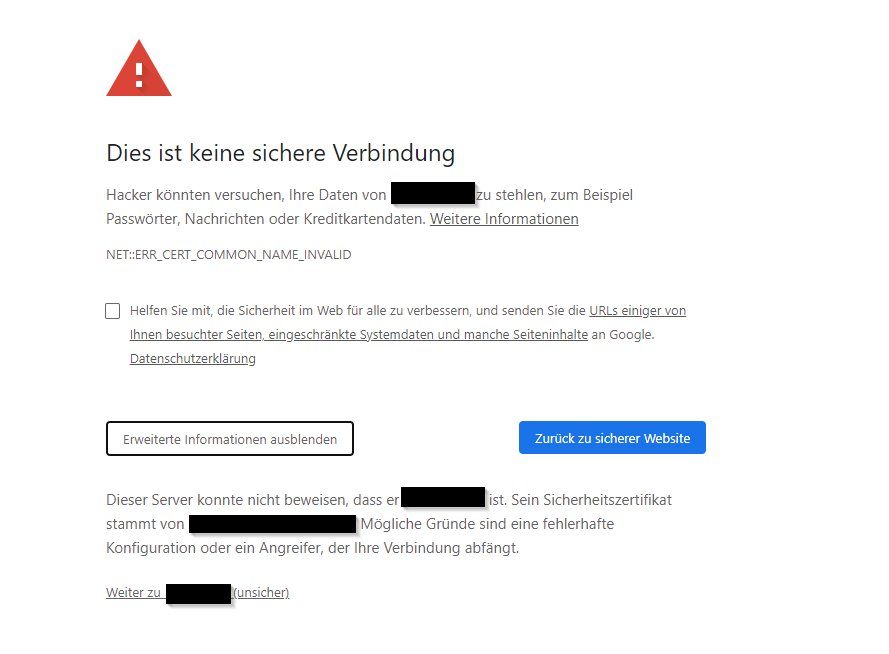 fehler sicherheitszertifikat