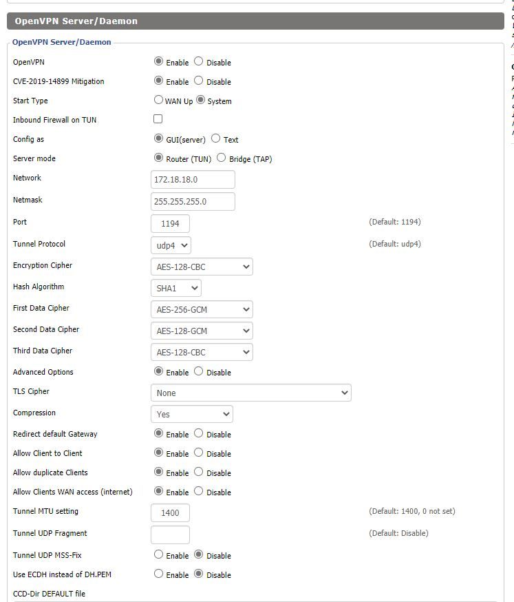 vpn server konfig