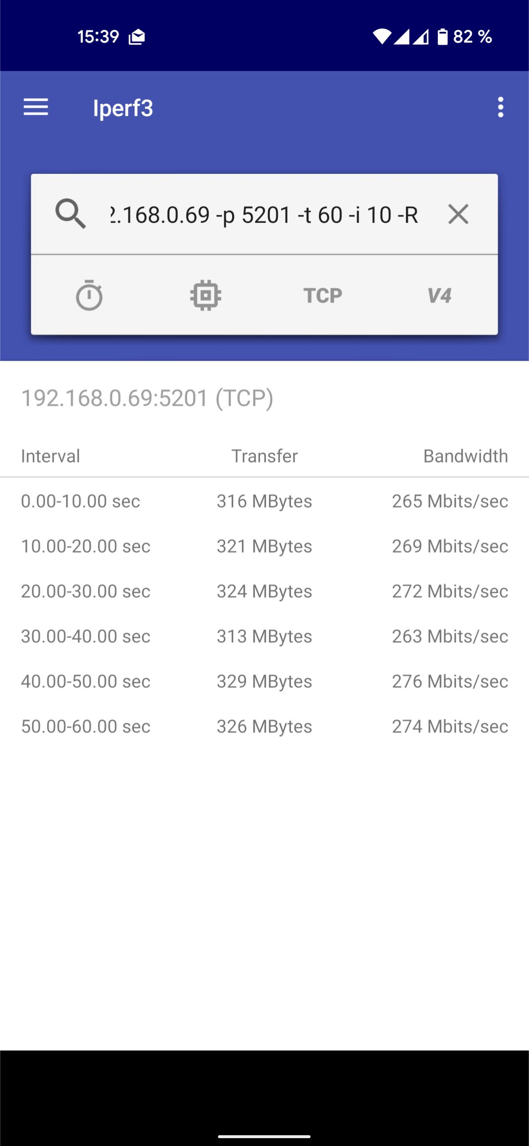 iperf3 up client