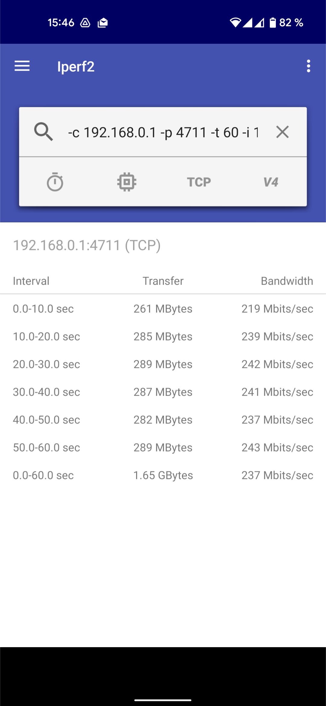 iperf2 down client