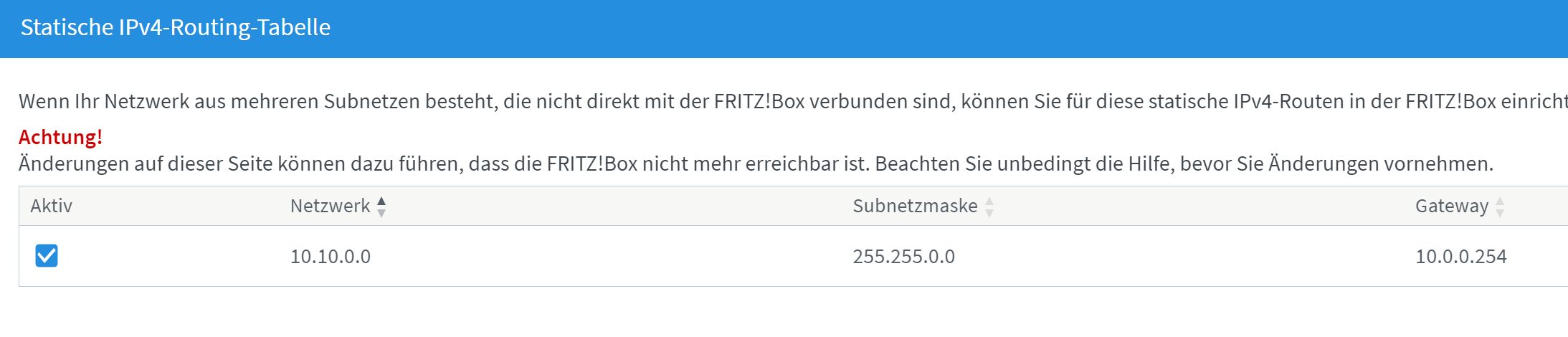 statische ipv4-routing-tabelle