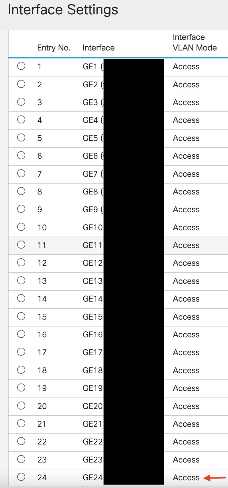 interface settings