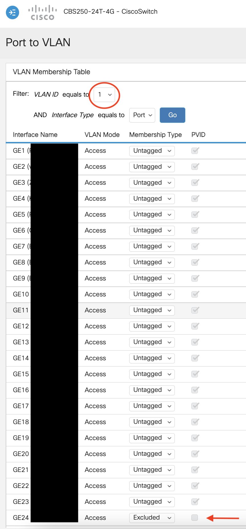 port to vlan 1