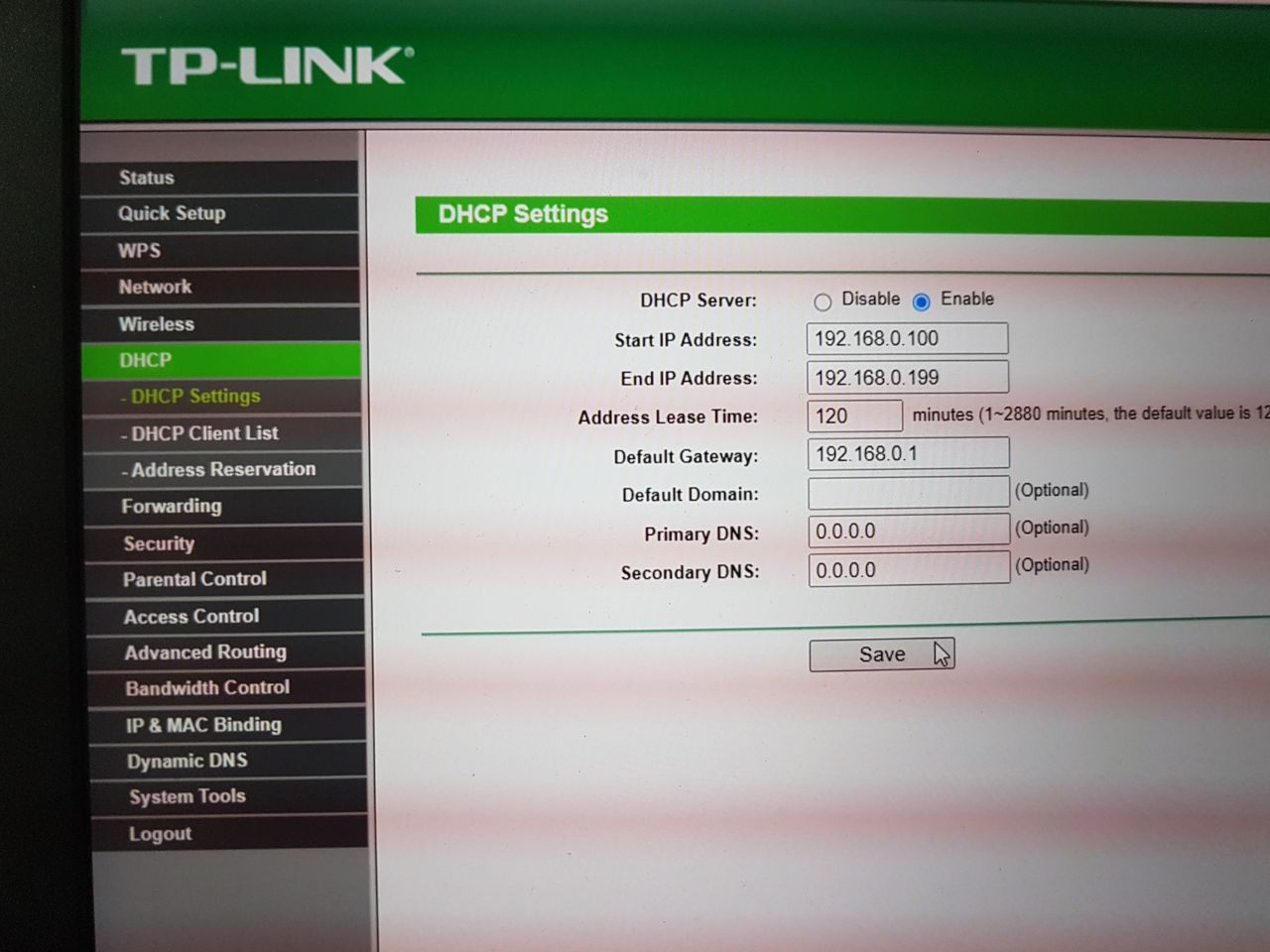 tp link dhcp