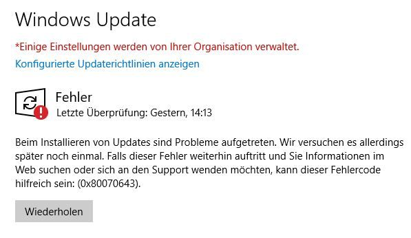 updatefehler