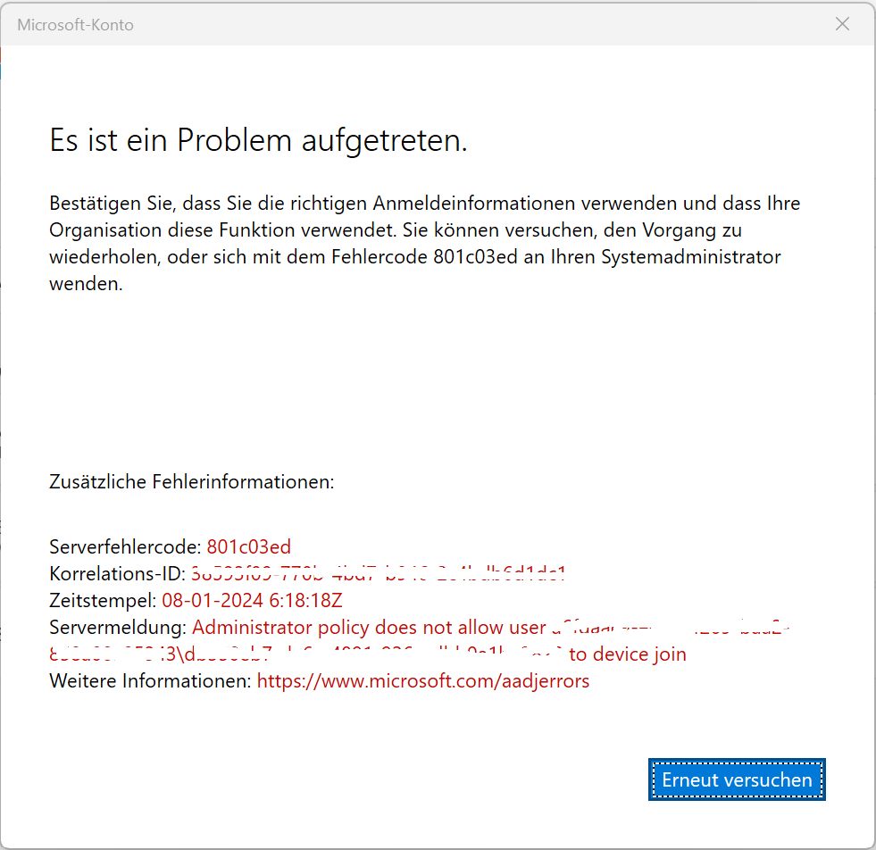 fehlermeldung beim eintritt azure domain(forum)