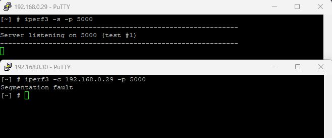 iperf3 abfrage von c 30 an s 29