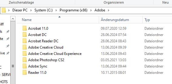 adobe - alle installationen