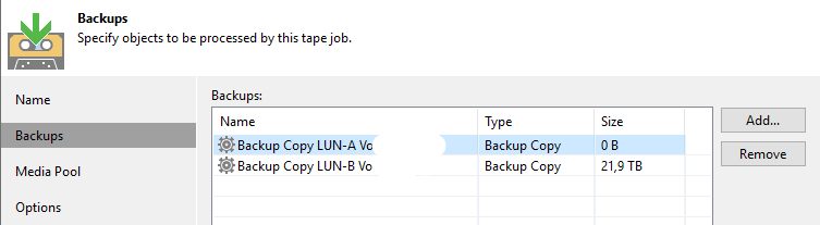 no data veeam tapejob