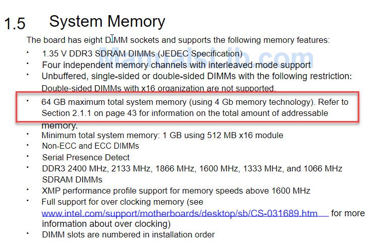 dx79sr - ram 64g 1