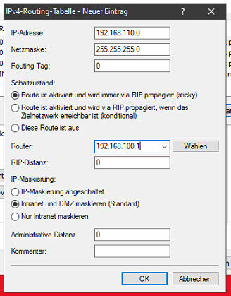 routing einstellungen 1