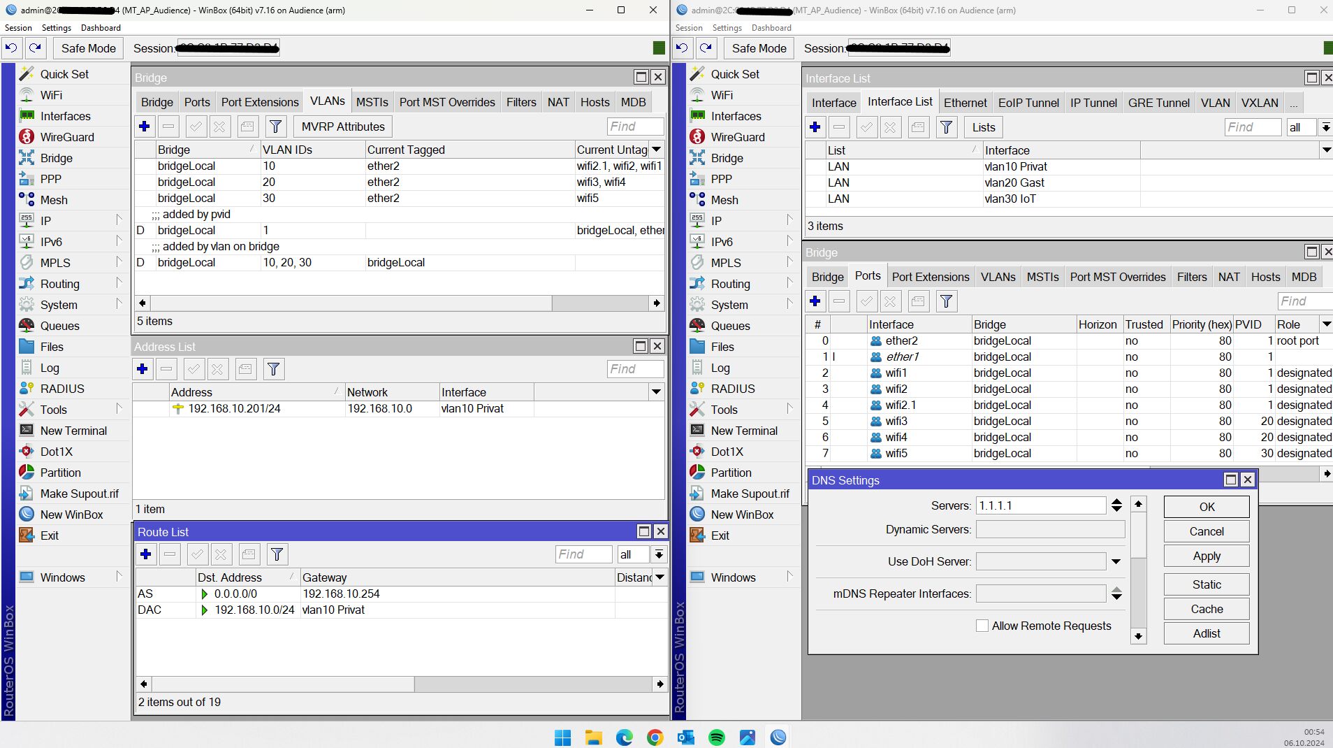 wap mit einer ip vlan 10