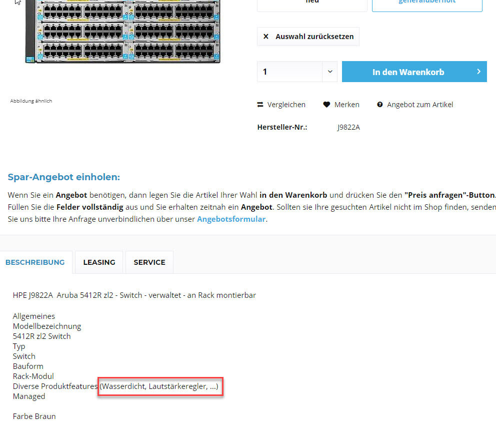 hpe j9822a - wasserdicht