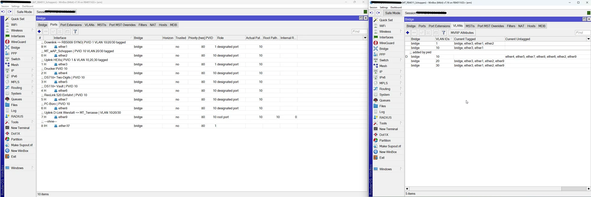 rb4011schoppen pvid und vlan