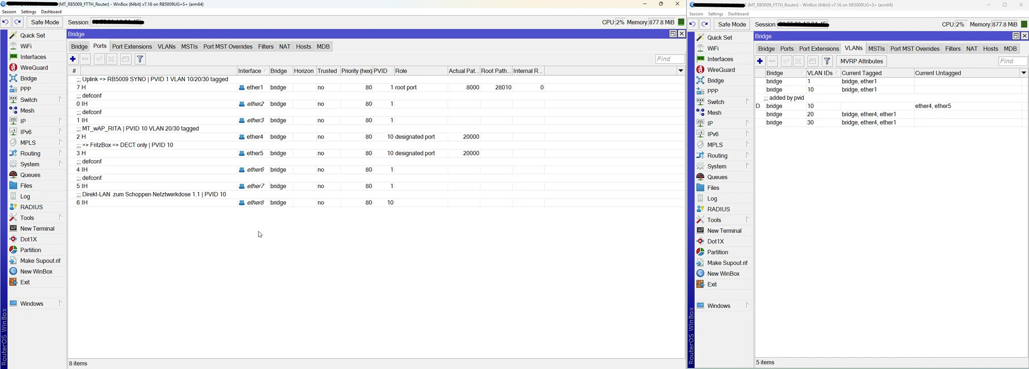 rb5009ftth pvid und vlan