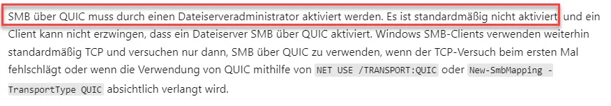 microsoft - doku - smb over quic - default disabled