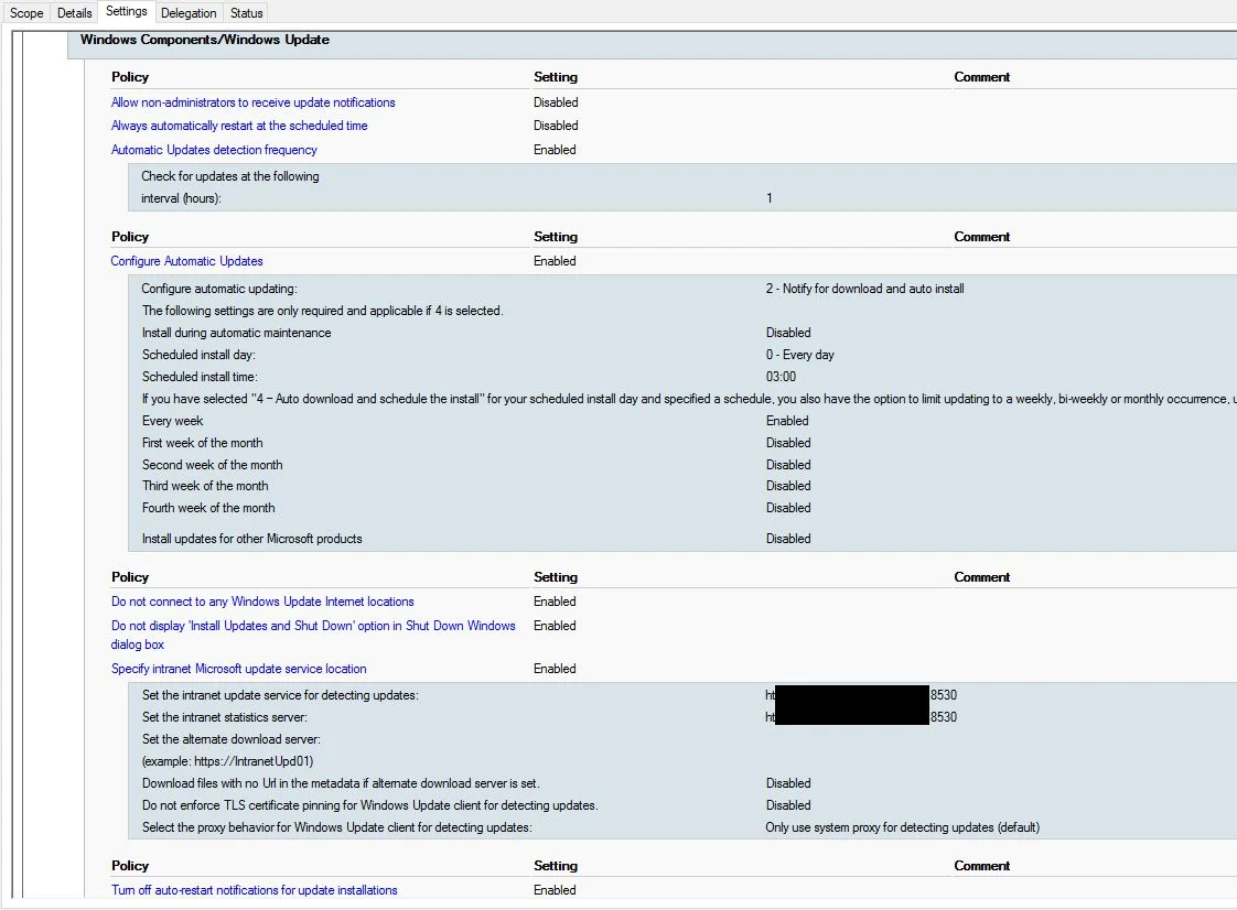 wsus config