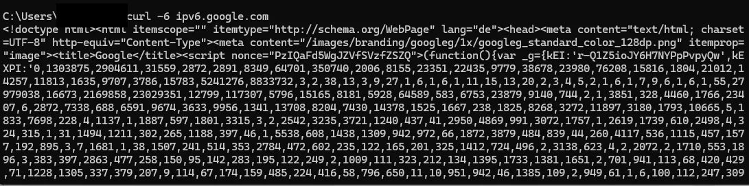 ipv6 curl goolge