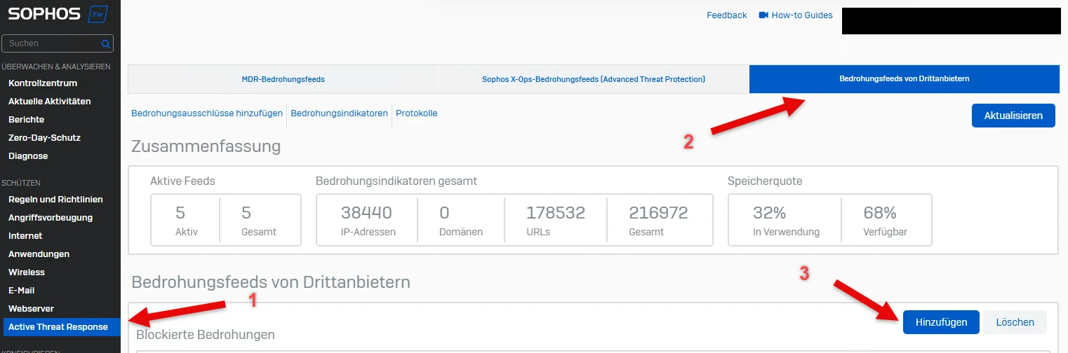 sophos xgs - bedrohungsfeeds von drittanbietern - ab v21 - geiles neue feature 001