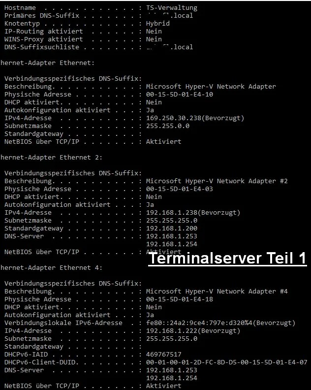 ts - ipconfig all - teil 1