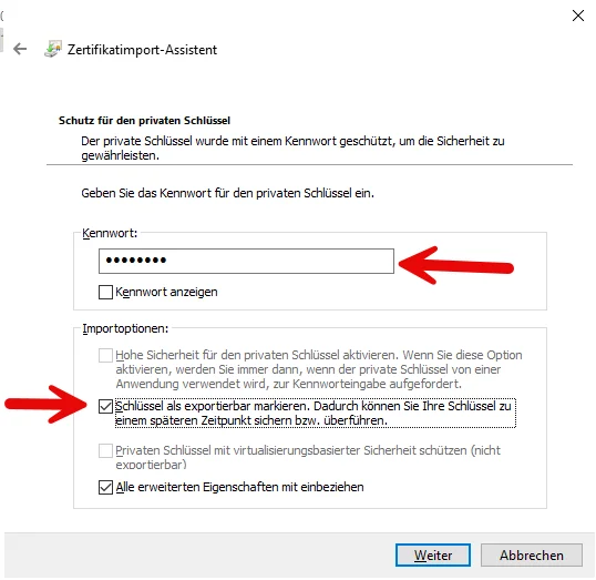 exchange pfx installieren 04