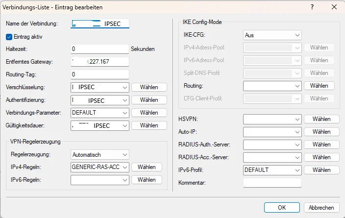 ipsec tunnel config