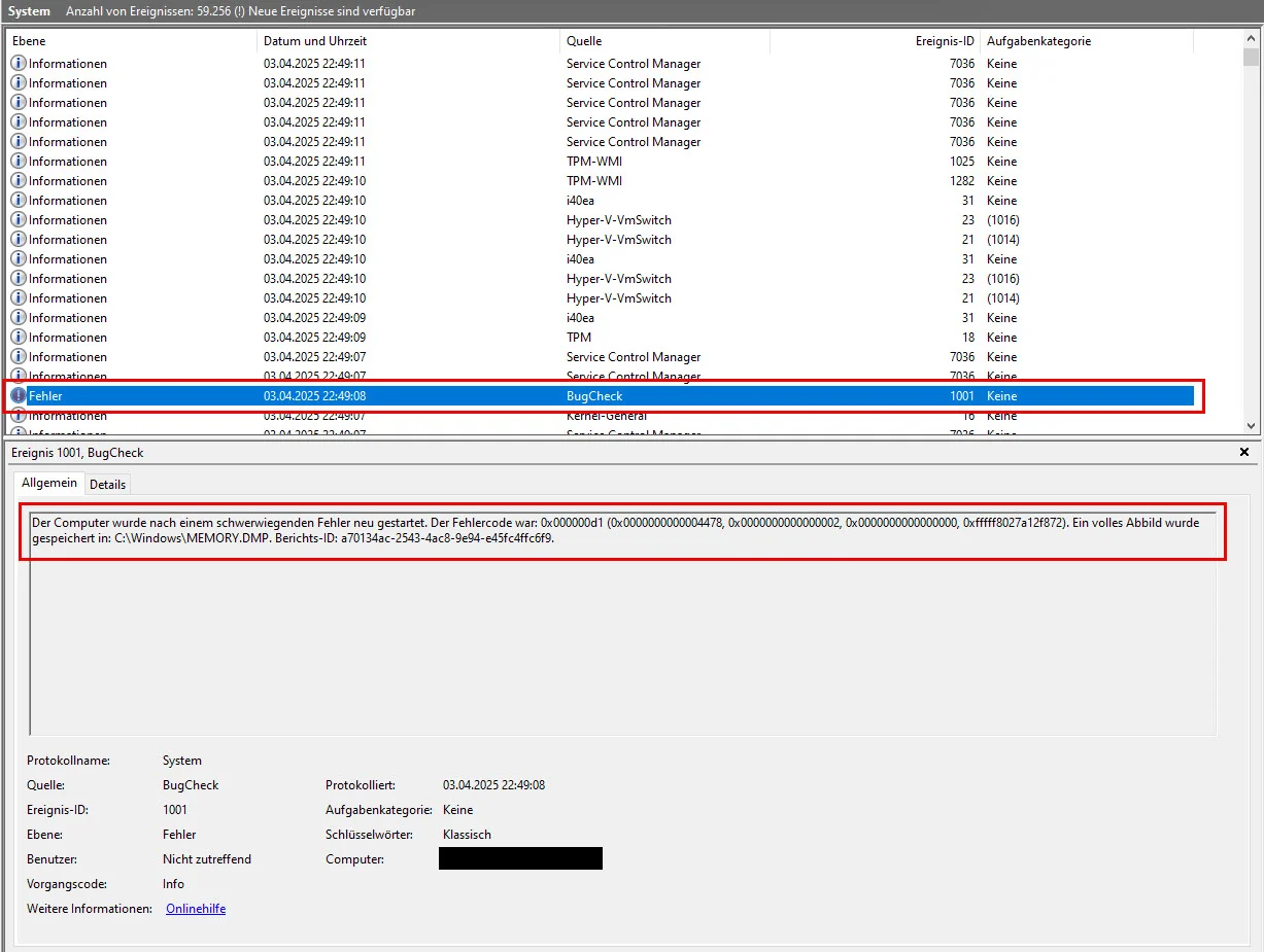 stabilitätsprobleme bei windows server 2019 bis 2025 mit cus ab etwa 24-12 04